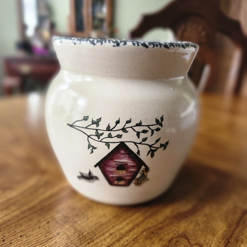 Vintage Casey Pottery Birdhouse Crock 1993 Made in USA